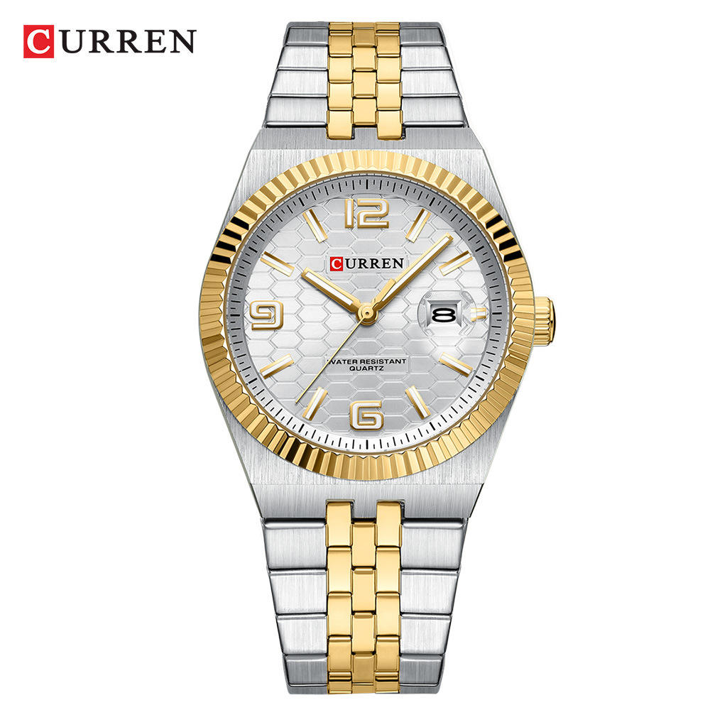 Curren 8498 For Men - Silver Gold White
