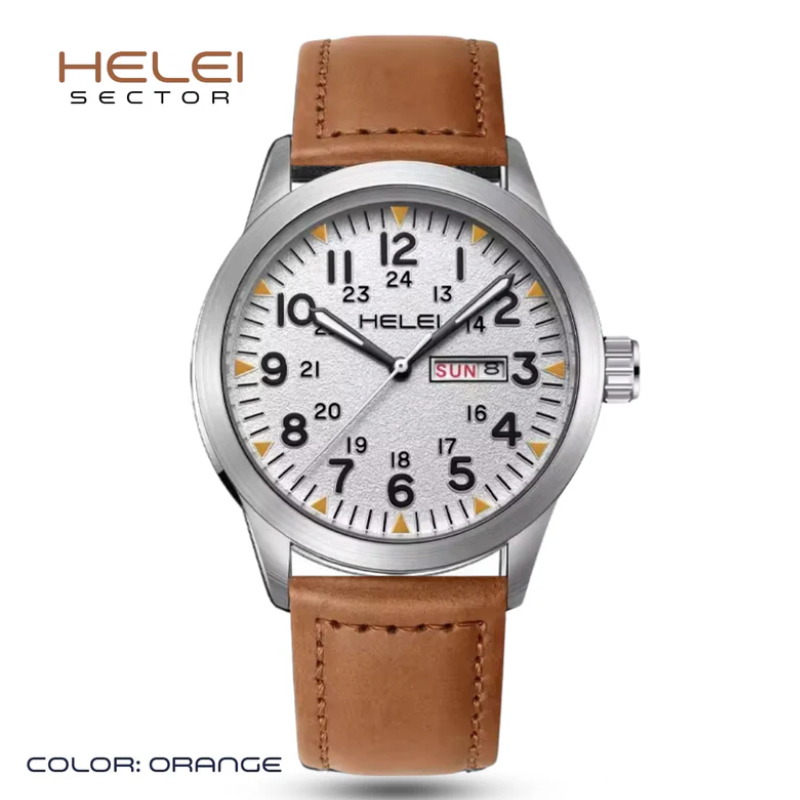 HELEI Sector Luminous Calendar Week Display Quartz Wrist Watch