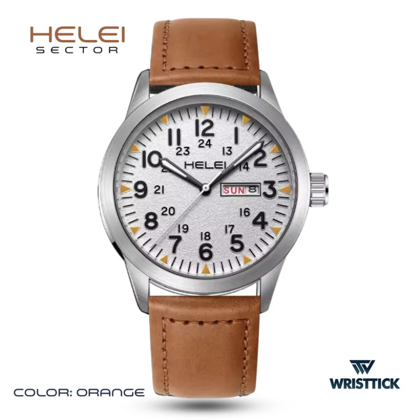 HELEI Sector Luminous Calendar Week Display Quartz Wrist Watch
