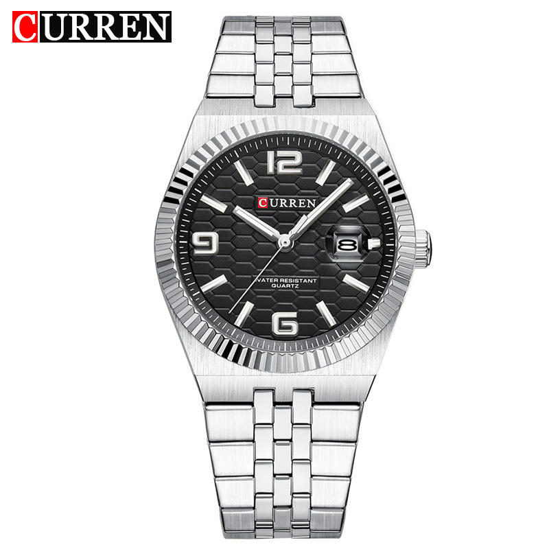 Curren 8498 For Men - Silver Black