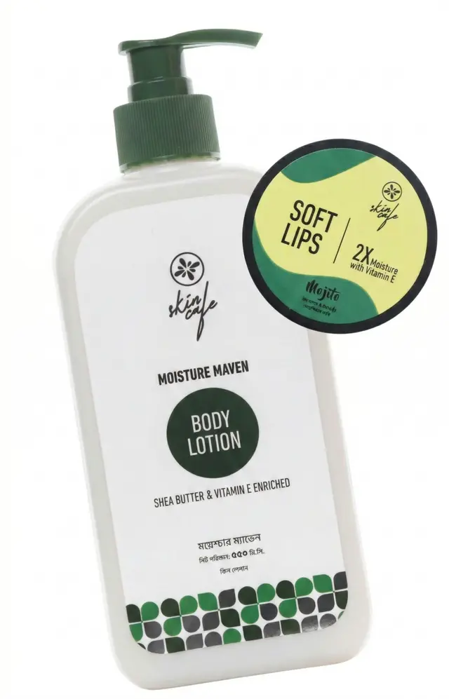 Skin Cafe Moisture Maven Body Lotion With Shea Butter & Vitamin E -350 ml & Skin Cafe Mojito 10gm Lip Balm Free