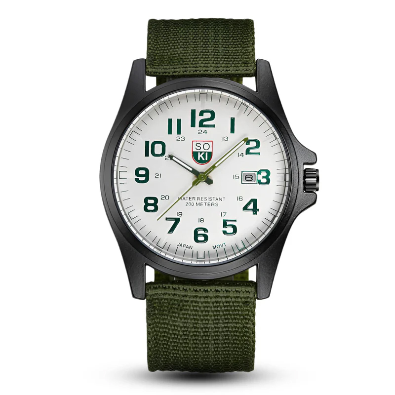 SOKI Army Green Man's Luxury Calendar Quartz Watch