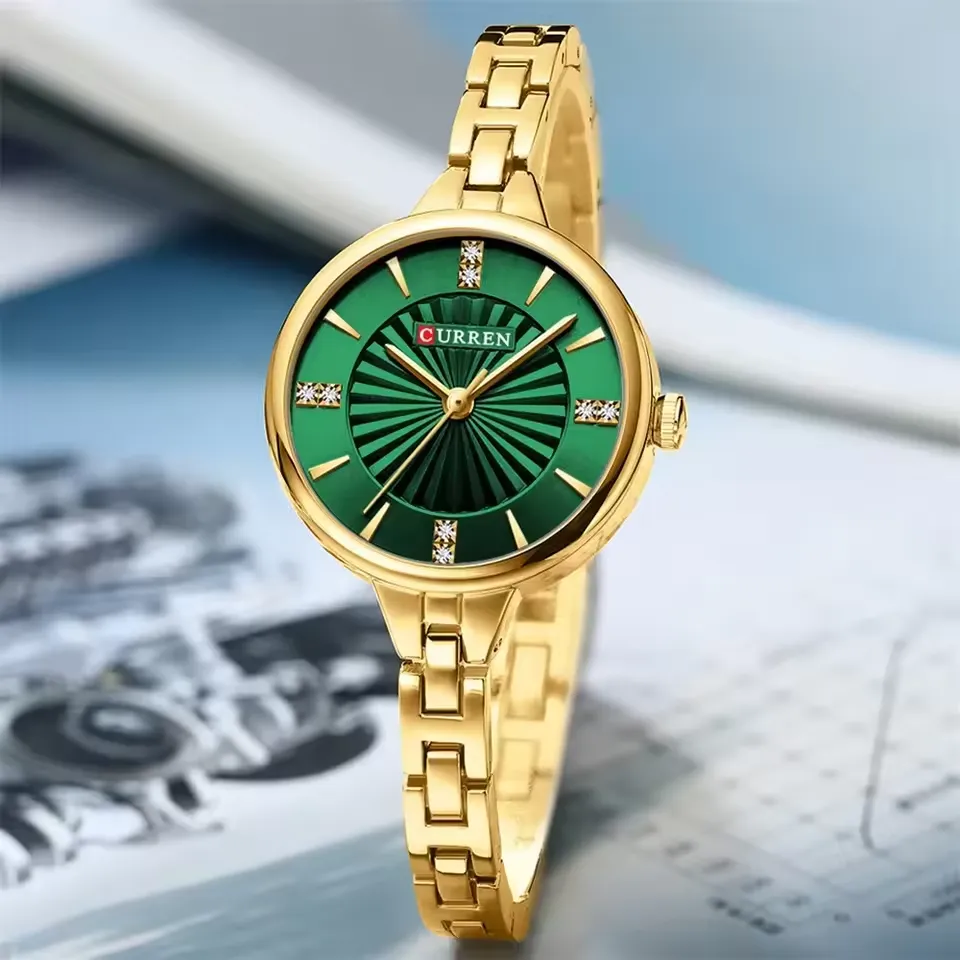 Curren 9097 CH For Women - Gold Green