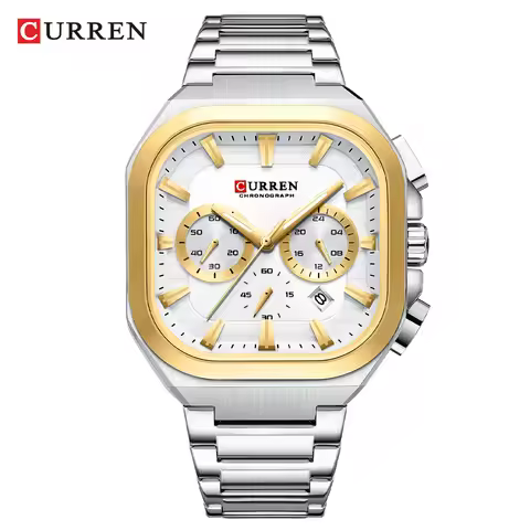 Curren 8496 For Men - Silver Gold White
