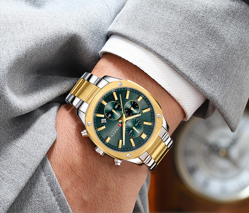 Curren 8490 - Silver Gold Green image 2