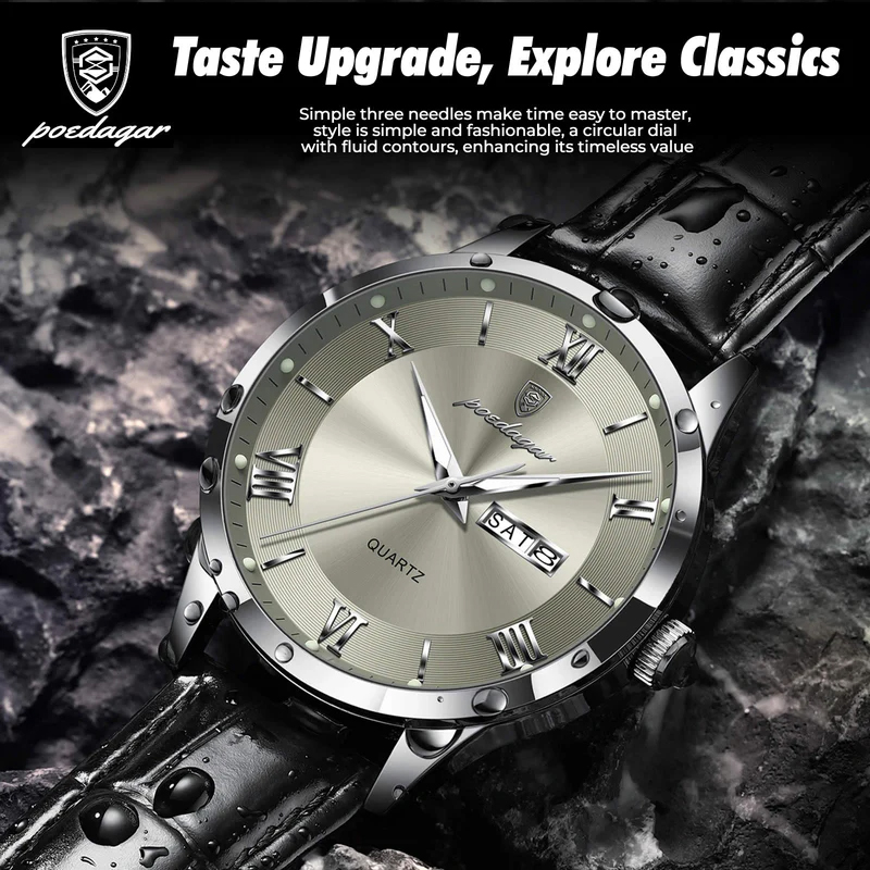 POEDAGAR IMPERIUM Luxury Leather Quartz Watch image 4