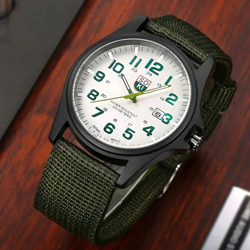 SOKI Army Green Man's Luxury Calendar Quartz Watch image 3