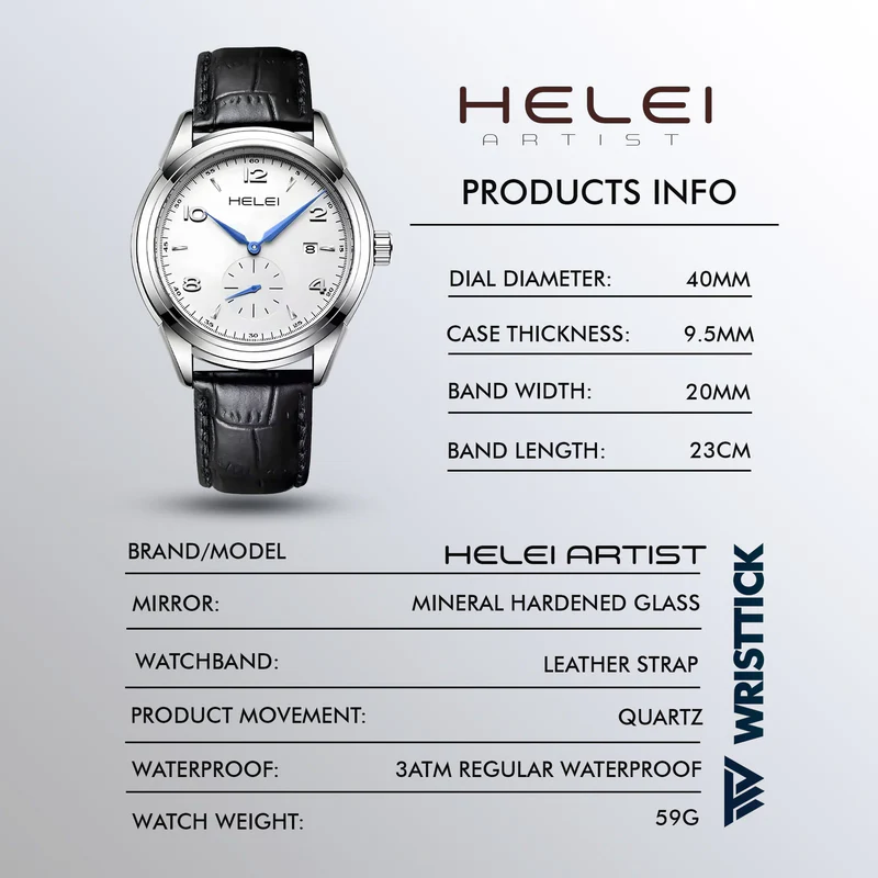 HELEI Artist Unisex leather strap fashionable wristwatch image 2