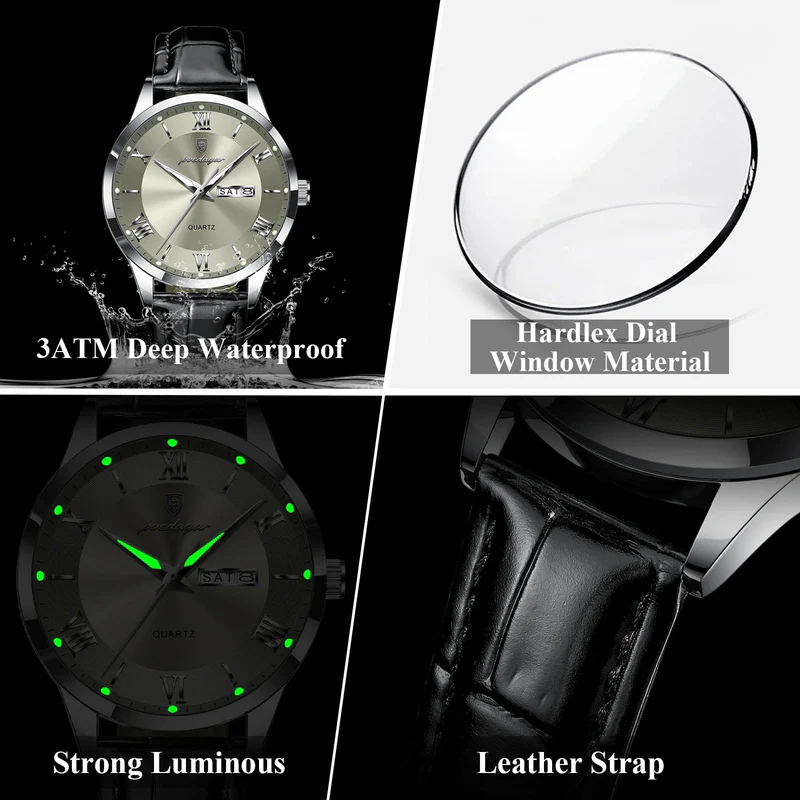POEDAGAR IMPERIUM Luxury Leather Quartz Watch image 5