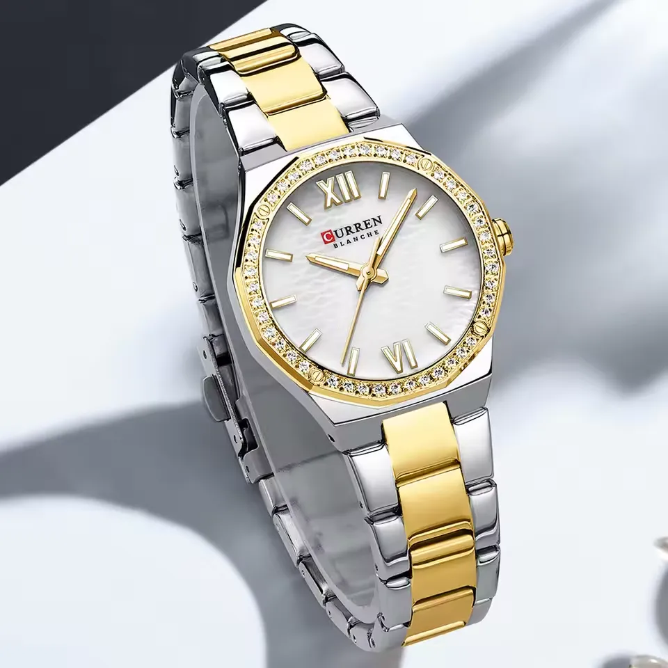 Curren 9103 CH For Women - Gold White image 3