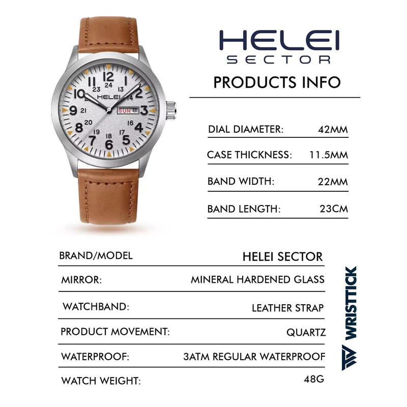 HELEI Sector Luminous Calendar Week Display Quartz Wrist Watch image 4