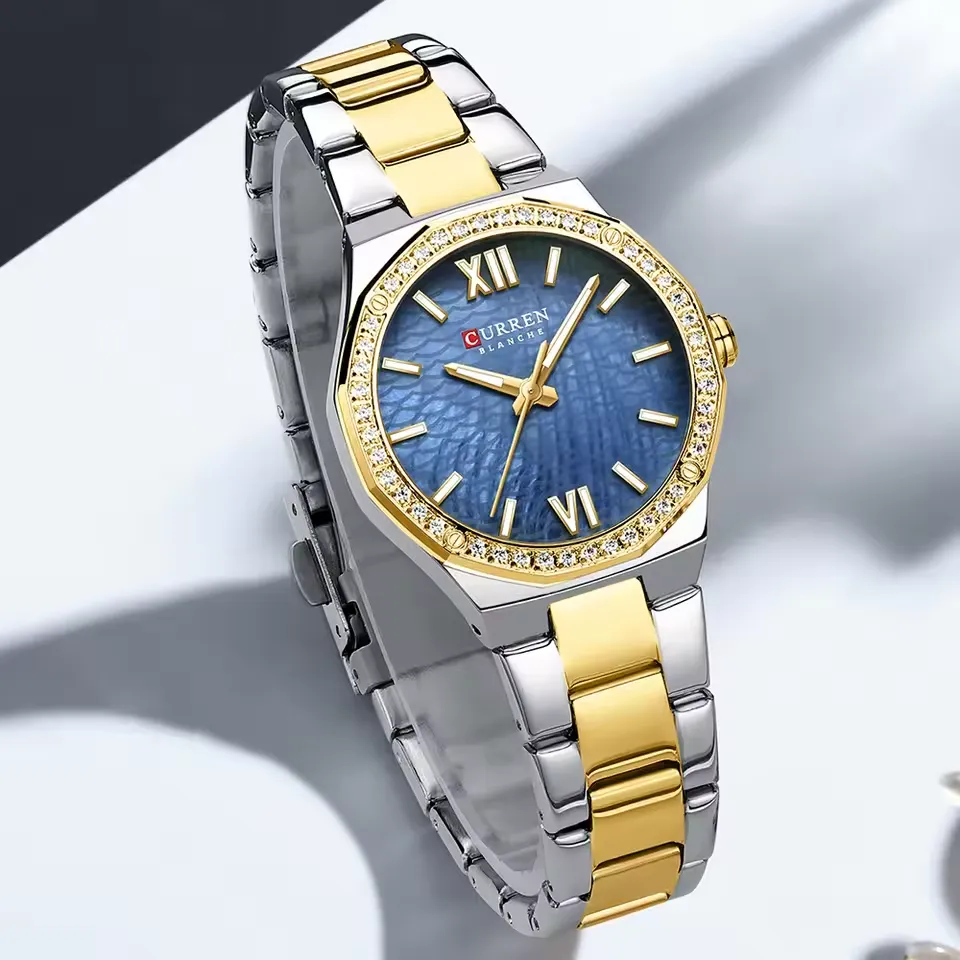 Curren 9103 CH For Women - Gold Blue image 4