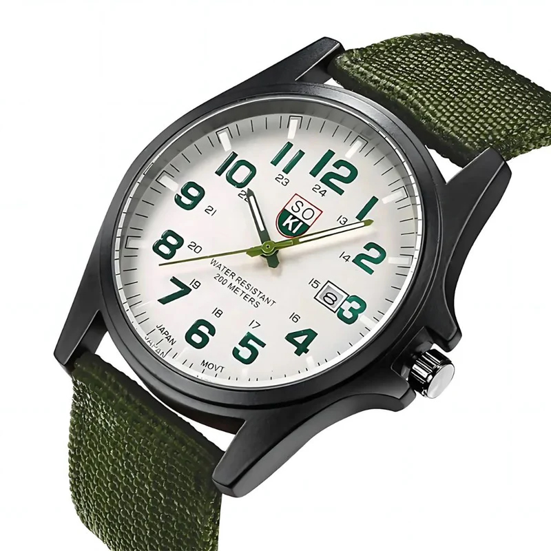 SOKI Army Green Man's Luxury Calendar Quartz Watch image 4