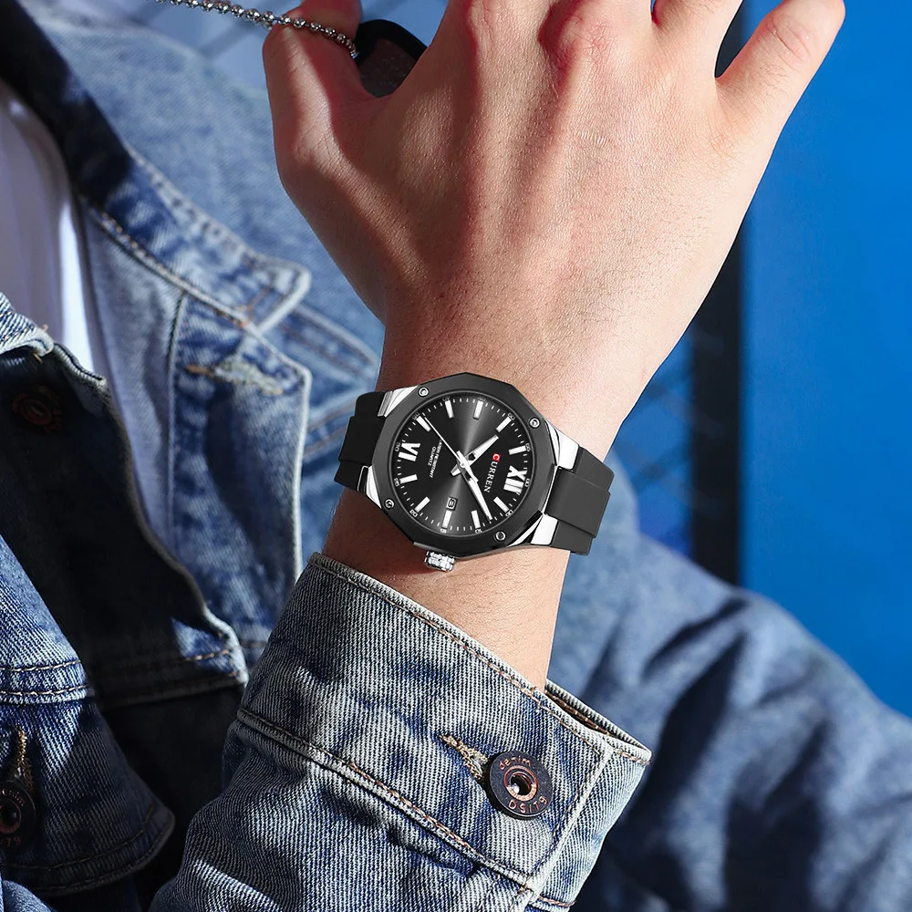 Curren 8465 For Men - Silver Black image 2