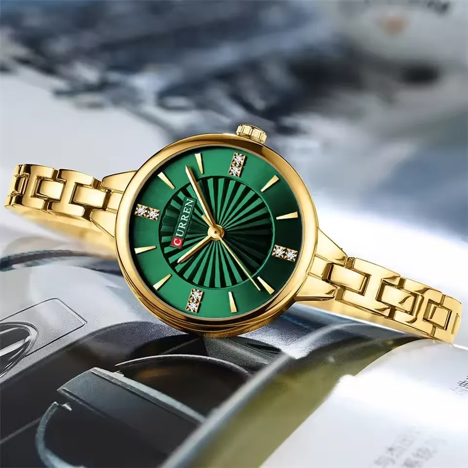 Curren 9097 CH For Women - Gold Green image 2