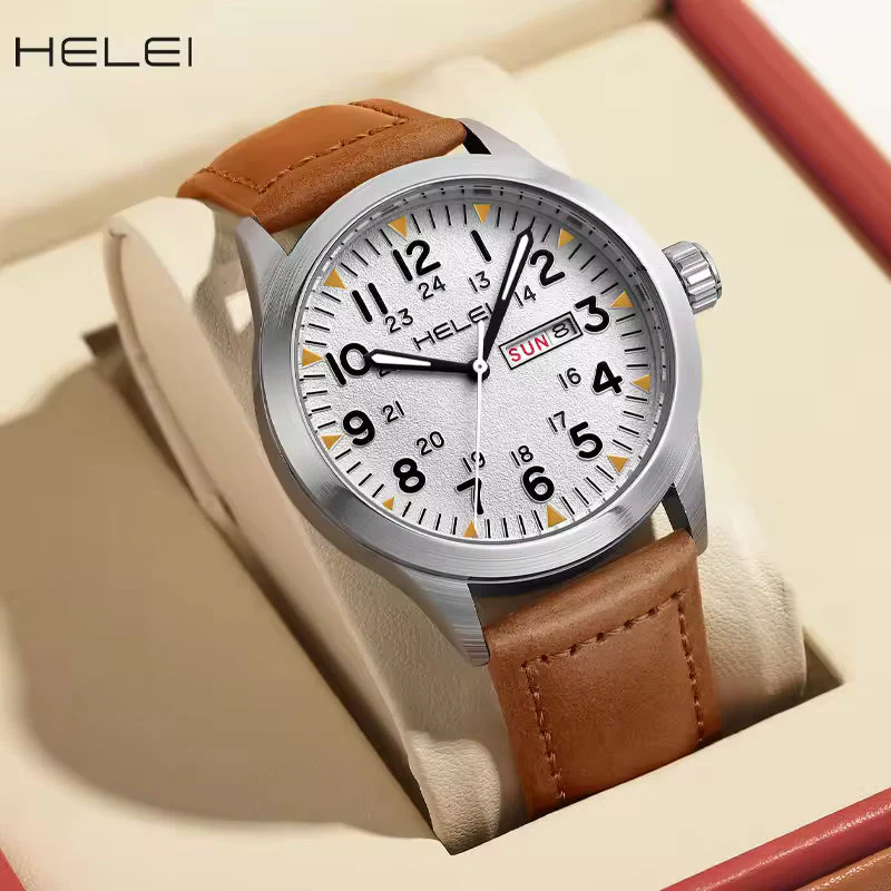 HELEI Sector Luminous Calendar Week Display Quartz Wrist Watch image 5