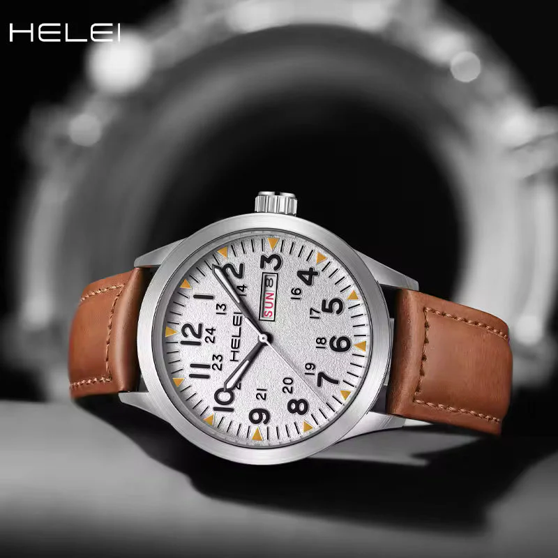 HELEI Sector Luminous Calendar Week Display Quartz Wrist Watch image 2