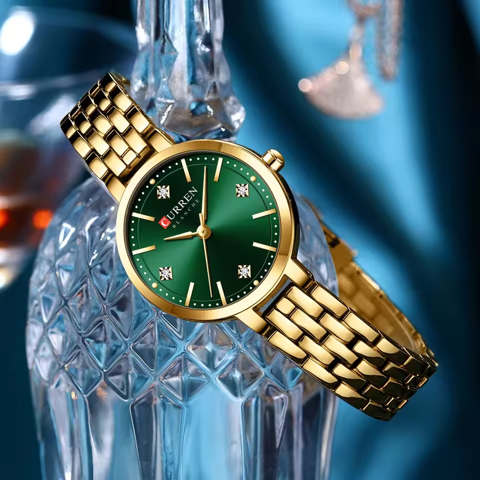 Curren 9106 Ladies Watch - Gold Green image 2