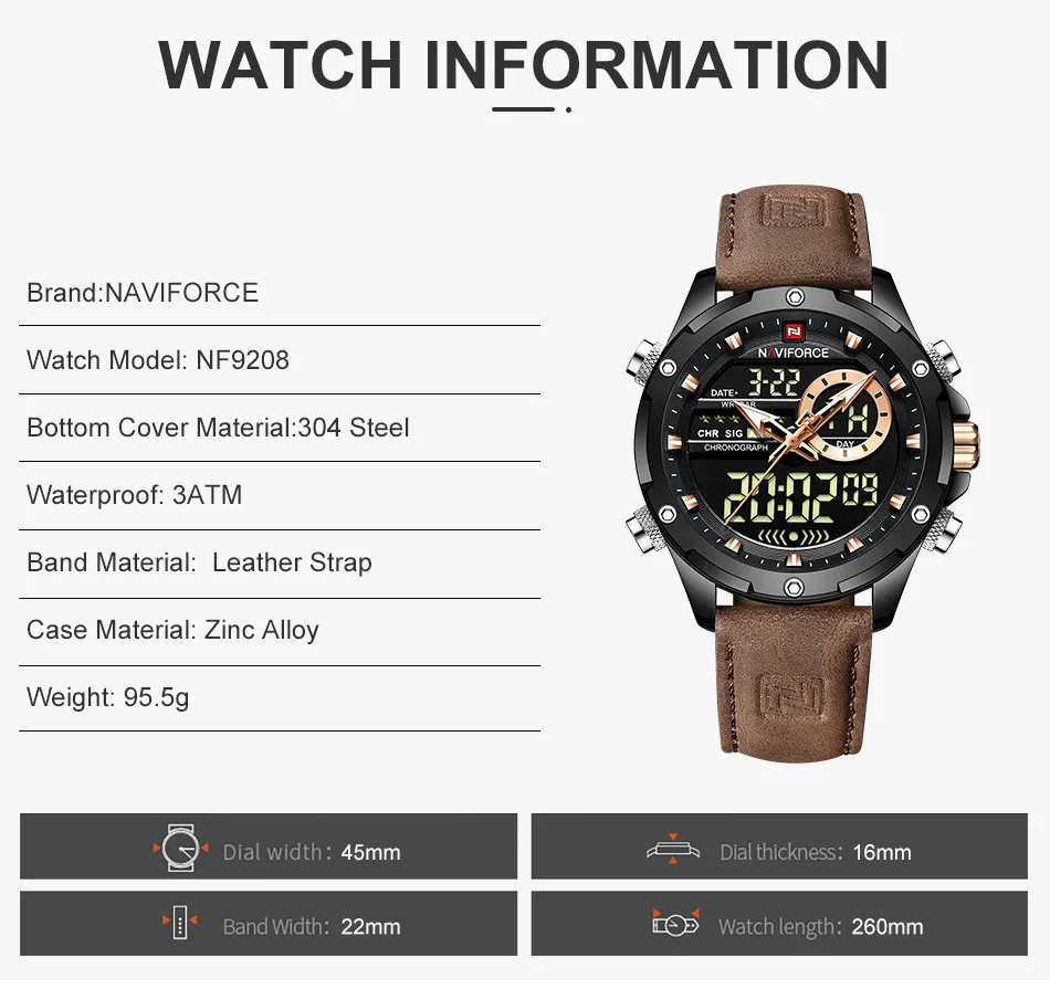 Naviforce 9208 L - Black Brown image 4