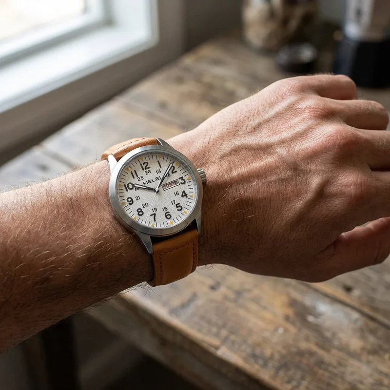 HELEI Sector Luminous Calendar Week Display Quartz Wrist Watch image 3