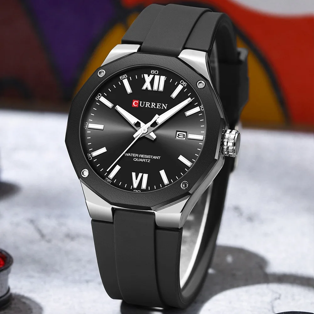 Curren 8465 For Men - Silver Black