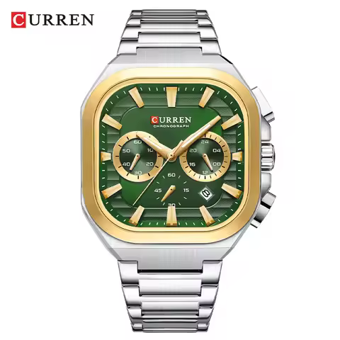 Curren 8496 For Men - Silver Gold Green